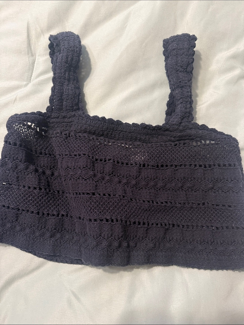 aerie Black Crochet Crop Tank